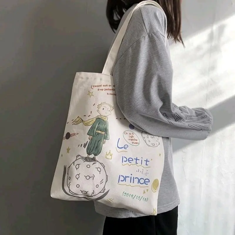 Totebag Wanita Termurah Motif Starry Sky dengan Resleting Kanvas Kpop 4