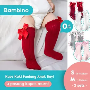 Merah BAMBINO Kaos Kaki anak Bayi / Kaus kaki Panjang bayi Perempuan kaos kaki anak lucu Hitam Katun Putih