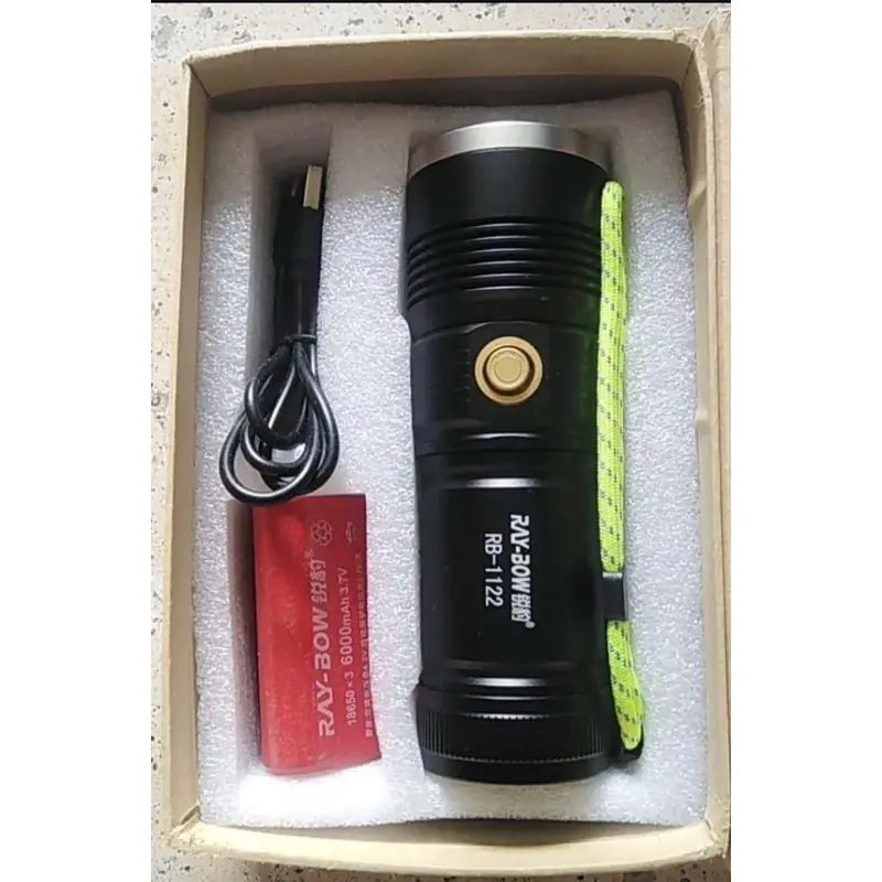-Đèn pin cầm tay RAY BOW 1122 siêu sáng chiếu siêu xa _có ZOOM xa gần _ sạc ngược cho điện thoại 1