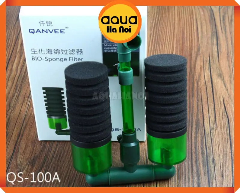 Lọc sủi vi sinh Bio đôi Qanvee QS-100A / QS-200A - Có khoang chứa thêm vật liệu lọc 0