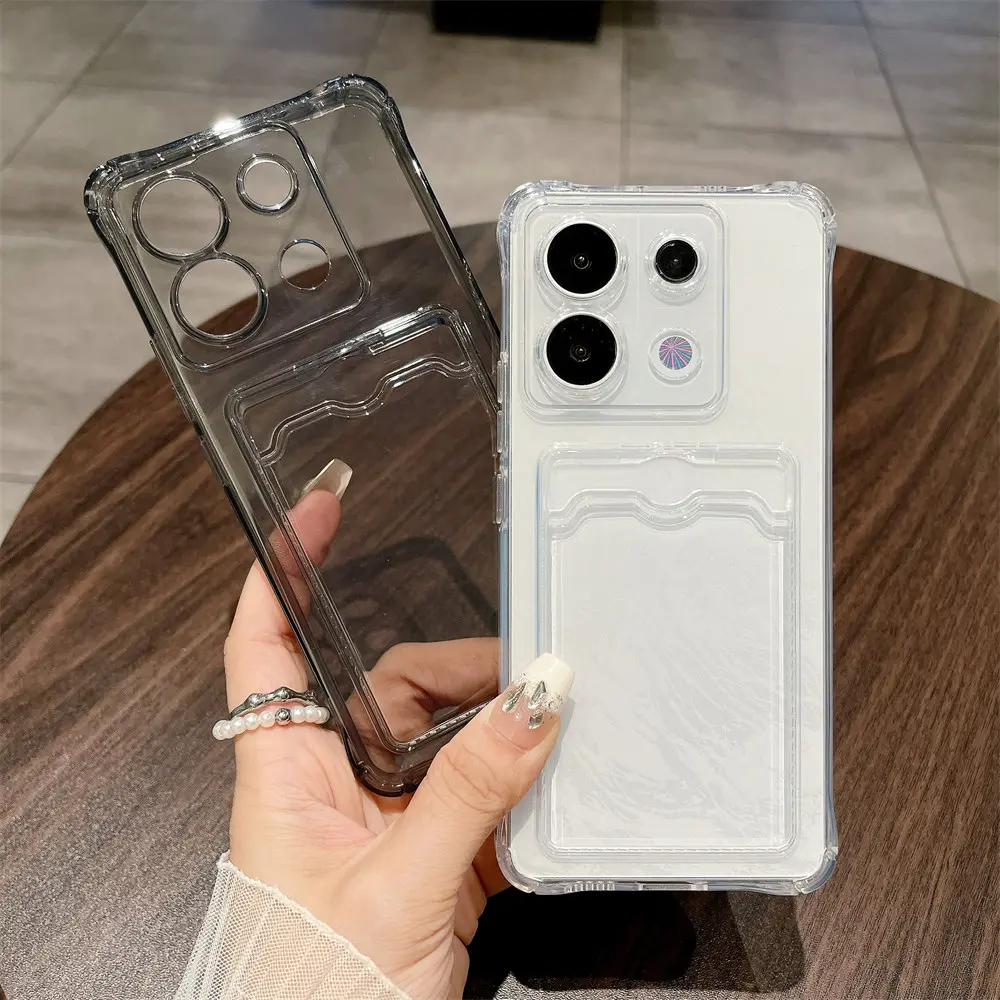 FOR ALL TYPE HP Softcase Slot Card Holder For xiaomi 13T/13T Pro/redmi K60 Ultra/Note 13 5G/Note 13 Pro 5G/Poco X6/Note 13 4G/Note 13 Pro 4G/Poco M6 Pro 4G/K70E/Poco X6 Pro/A3/Poco C61/A3x/Poco F6/Redmi Turbo 3/Poco F6 Pro/Redmi K70/K70 Pro