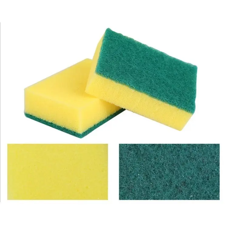Miếng bọt biển rửa chén, miếng rửa chén bát 2 mặt xanh vàng cọ rửa xoong tiện dụng chất lượng cao 4