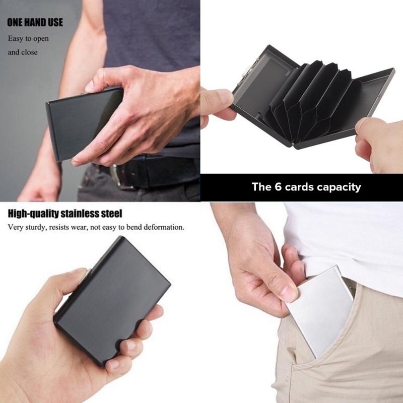 Product Introduction of vallketyStainless Steel RFID Blocking Card Holder Wallet: Protects Business ID and Credit Cards from Scanning, Ideal for Daily Use with Secure and Sleek Design 18