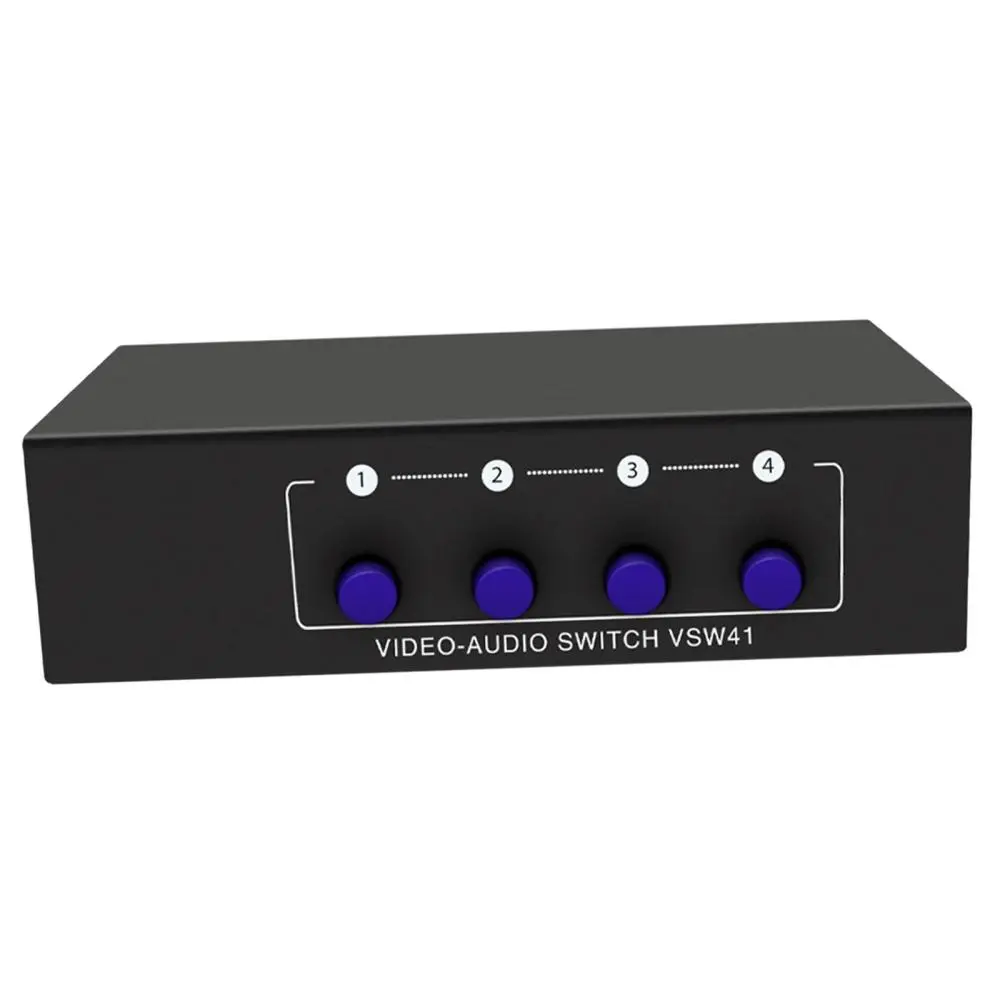 4 Way RCA Switcher 4 Input 1 Output RCA Switcher for DVD Stereo Speaker Game Consoles DVD Player CD Player Audio and Video