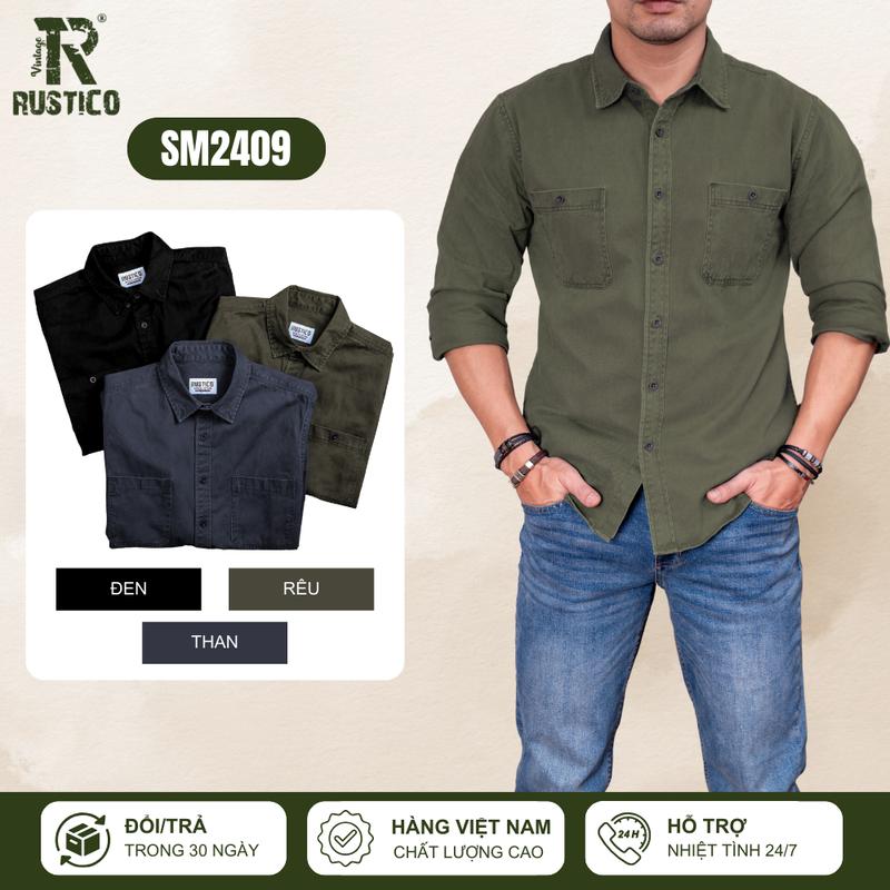 Áo Sơ Mi Nam Dài tay thu đông The Rustico SM2409 Thiết Kế 2 Túi thời thượng, chất vải cao cấp, dễ dàng phối đồ, áo sơ mi nam phong cách basic