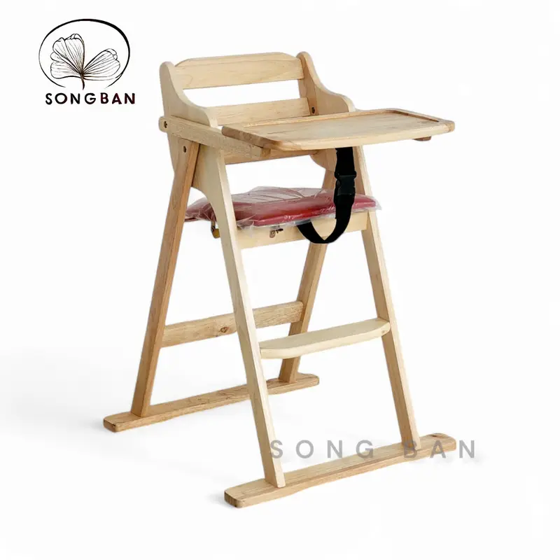 Ghế Ăn Dặm Xếp Gọn Gàng Gỗ Cao Su Cho Bé (Nhiều Màu) - Hàng VN Xuất Khẩu 2