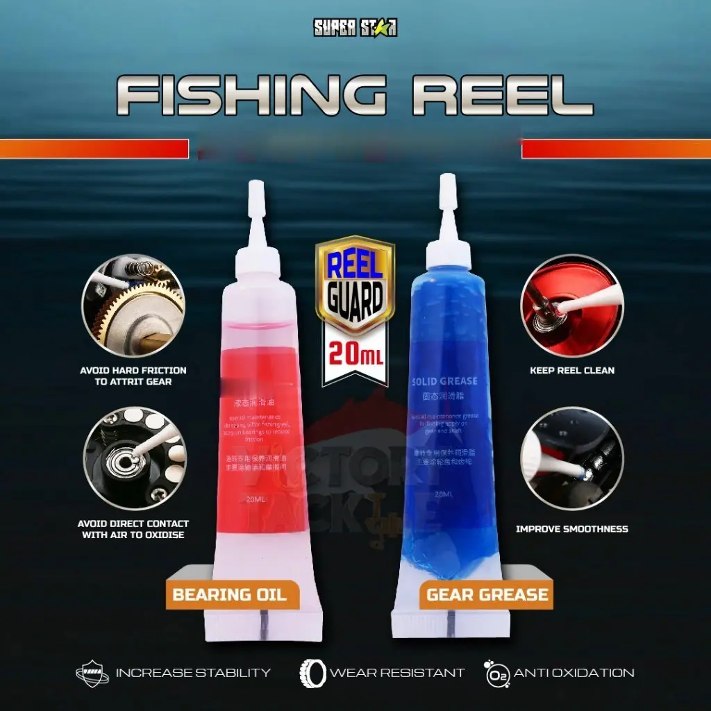 SUPERSTAR FISHING REEL SET OIL BEARING OIL & GEAR GREASE 20 ML PELUMAS ...