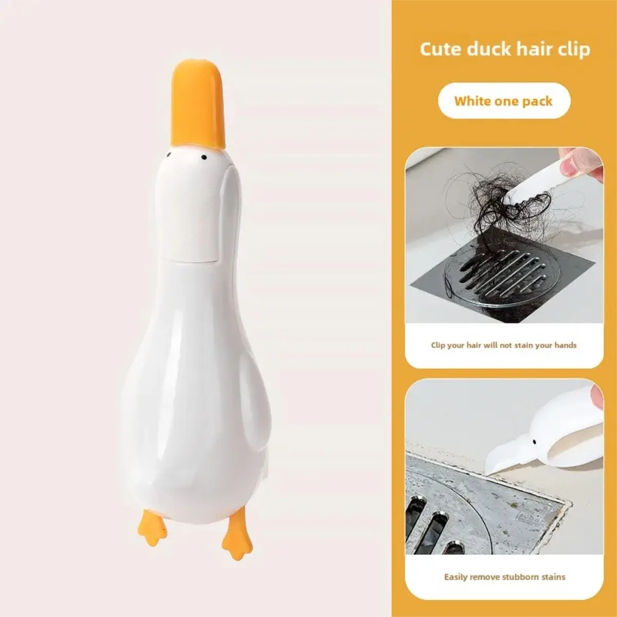 Sink Cleaning Tools Wall Mounted Trash Clip Tweezers Cleaning Tool Cute Duck Hair Bathroom Sink Hair Clip