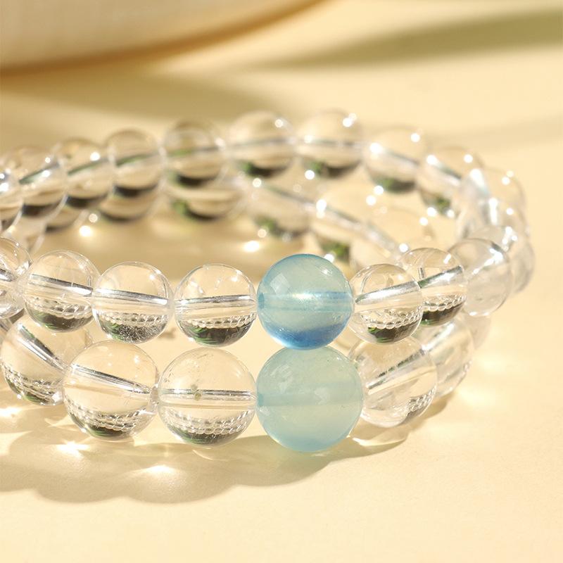 Product Introduction of 7A Natural White Crystal Aquamarine Bracelet Attract wealth, Lucky Wish bracelet Zodiac year luck boost stress  rings stress  rings 11