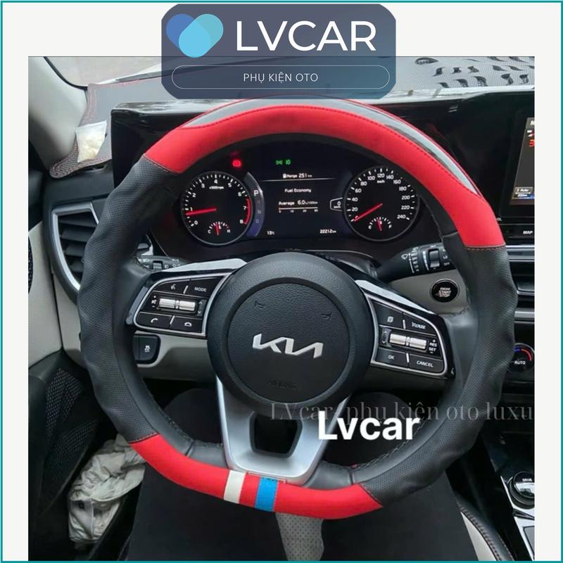 ( D- cut ) Bọc vô lăng ô tô vân carbon cho xe Vinfast VF3, Vf5,VF6, VF7, VF8, VF9 - Mer, Kia sonet, seltos, Civic, Territory  và các xe con vô lăng D cut chống trơn trượt