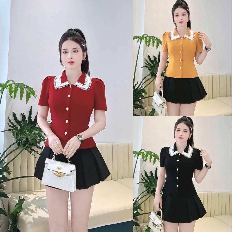 ÁO Peplum A68 thiết kế cổ viền Ren tay cộc siêu xinh (Không kèm quần hoặc CV)