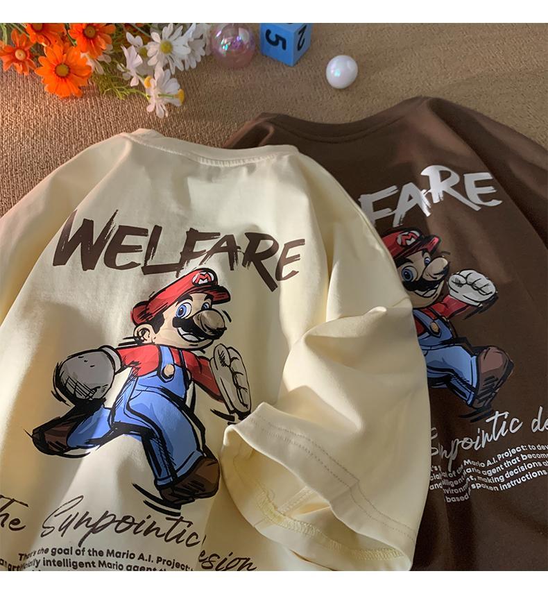 Product Introduction of Short sleeved T-shirt Women's Funny Cartoon Print Couple Summer New Round Neck Loose Men's and Women's Top 9