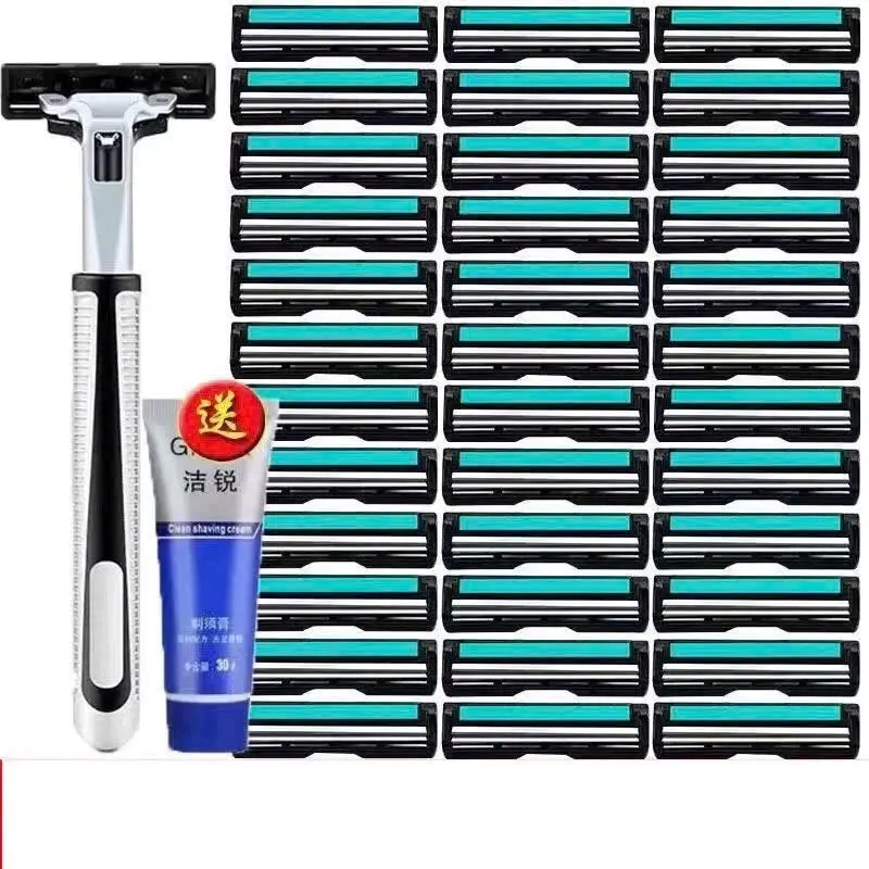 Bộ Dao Cạo Râu 38 Món,bộ gồm 1 cây cạo 1 tuýp kem và 36 lưỡi dao mua một lần sài một năm