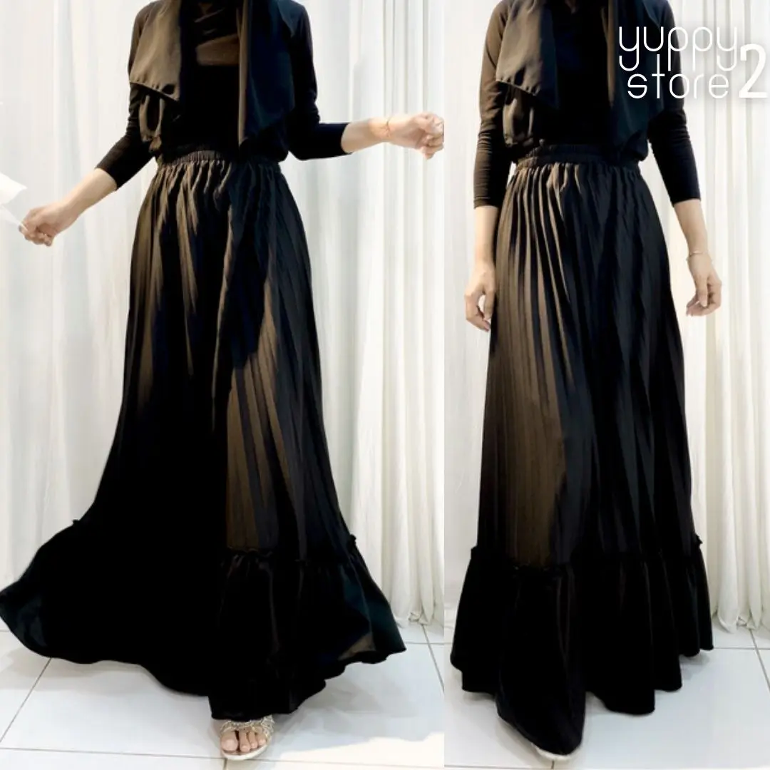 ROK PLISKET SUSUN TEBAL ROK PANJANG SKIRT / ROK REMPEL KERUTAN MAYUNG ...