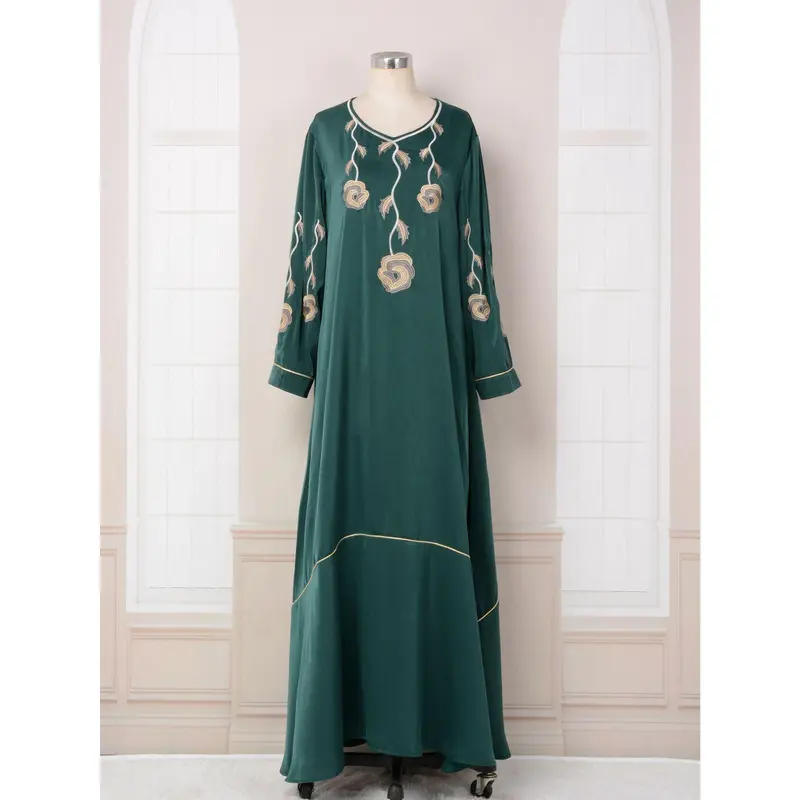 2025 New Middle East Dubai Robe Abaya Embroidered Hot Selling in Stock Elegant Evening Dress Muslim Dress 5