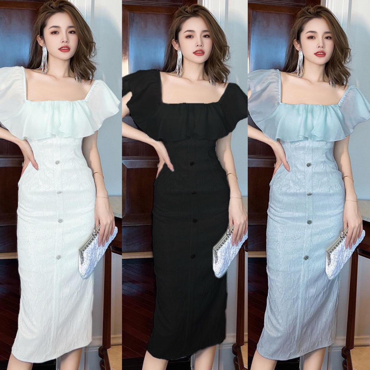 Váy Dự Tiệc Cao Cấp Vải Gấm Hoa Phối Voan 40 - 95Kg Béo Xinh Shop Thời Trang Nữ - A.1371