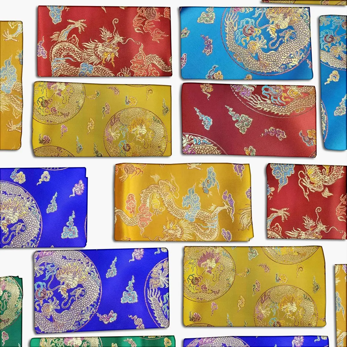Brocade Vải Satin, Thủ Công Tự Làm, Phong Cách Trung Quốc, Họa Tiết Rồng Và Phượng, Sườn Xám Brocade, Thích Hợp Để Đóng Gói Lễ Hội Trung Thu, Phong Cách Cổ Điển
