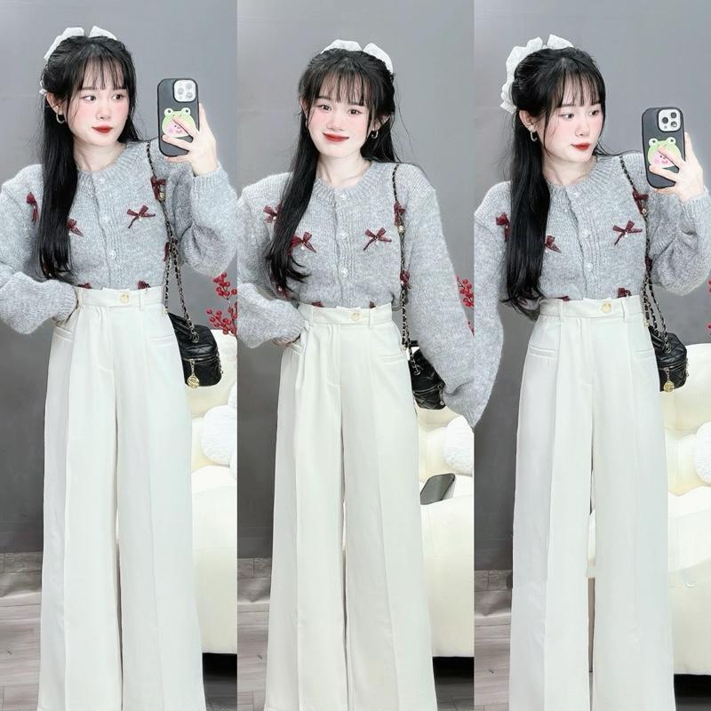 (Mã Mới 200) Quần Suông Ống Rộng Nấm lùn túi cơi ngang cạp lệch chất gold nhật siêu mềm rũ Women 4