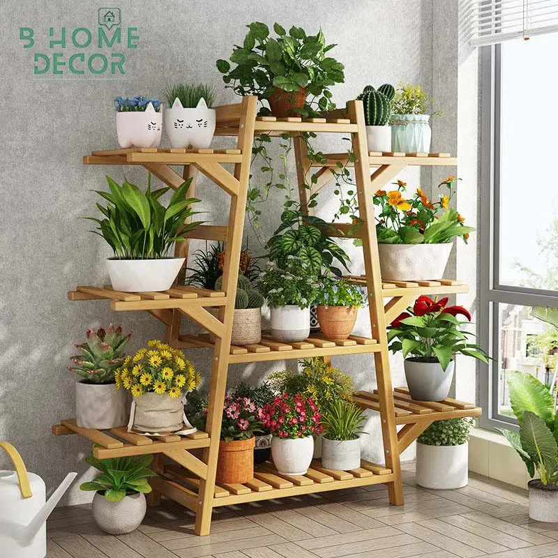 Kệ Gỗ nhiều tầng để chậu hoa cây cảnh, trong nhà và ngoài trời BD07 0
