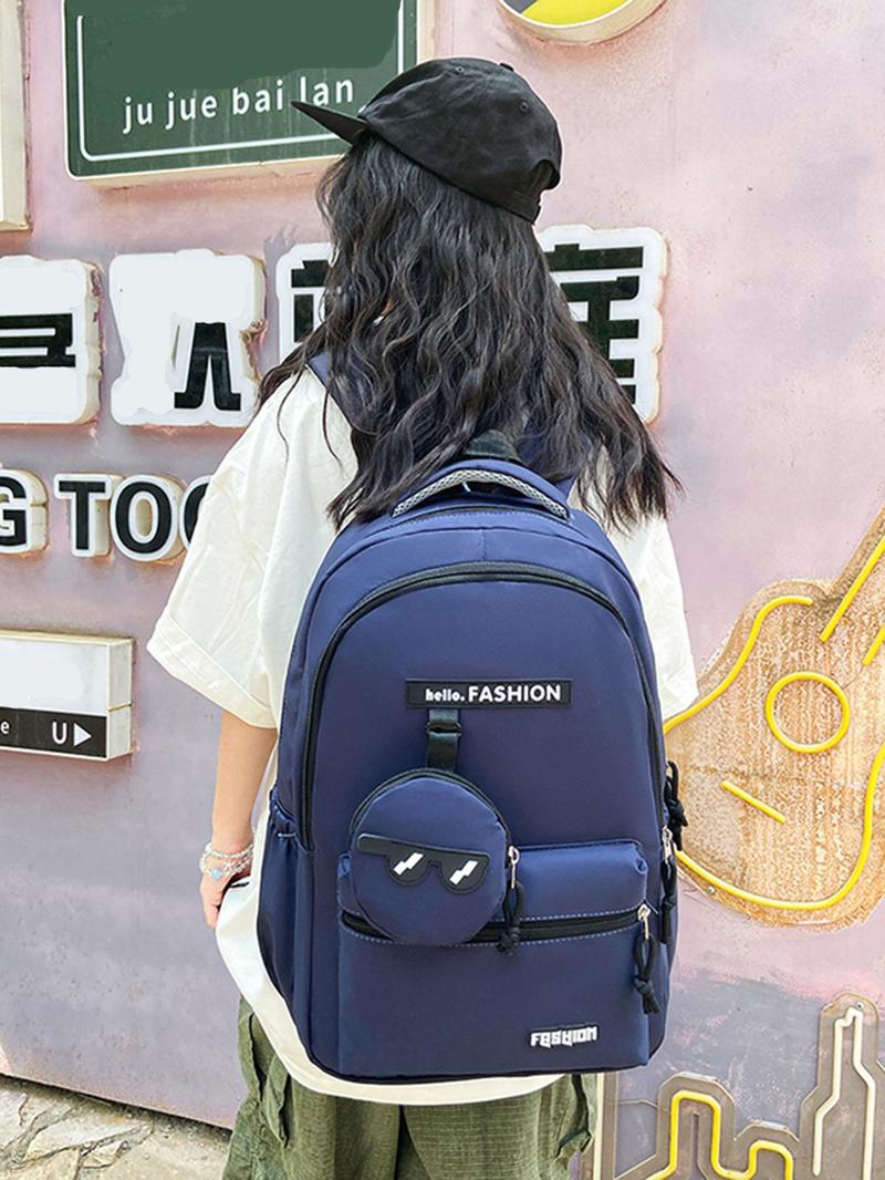 Product Introduction of Fashion Cartoon Pattern Backpack with Coin Purse, Casual Large Capacity Student School Bag, Travel Backpack for Women & Men 8