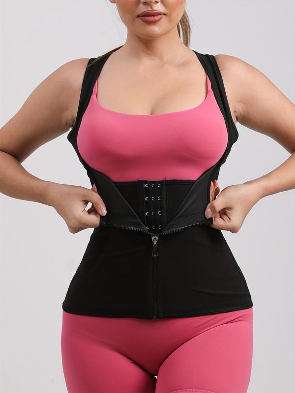 Women's Solid Zip Up Shapewear Top, Tummy Control Hook & Eye Shaper for Daily Wear, Ladies' Shapewear for All Seasons 1