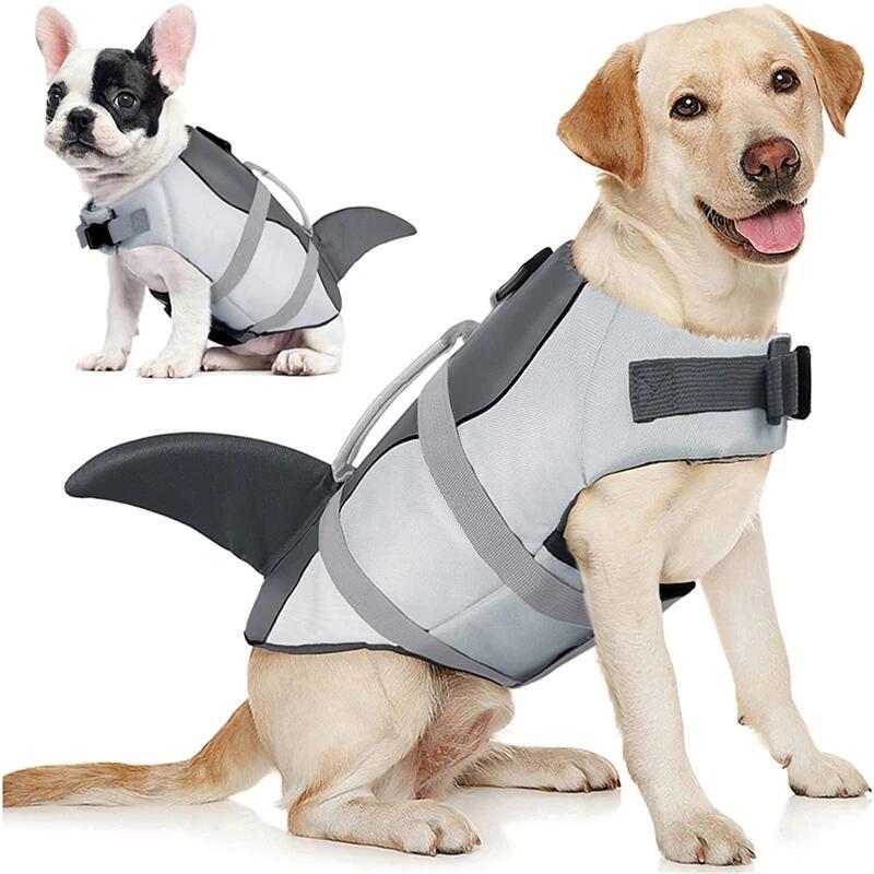 Product Introduction of Lifesaver Life Jacket Ripstop Shark Vests with Rescue Handle Pet Dog Safety Swimsuit for Swimming Pool Beach Boating 0