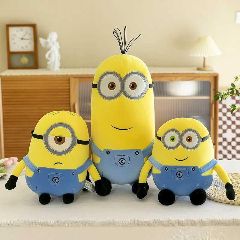 Minions Movie Periphery Yellow Bob Stuart Stuffed Toys In Jeans Soft Dolls Pillow Decoration Children Birthday Gift 0