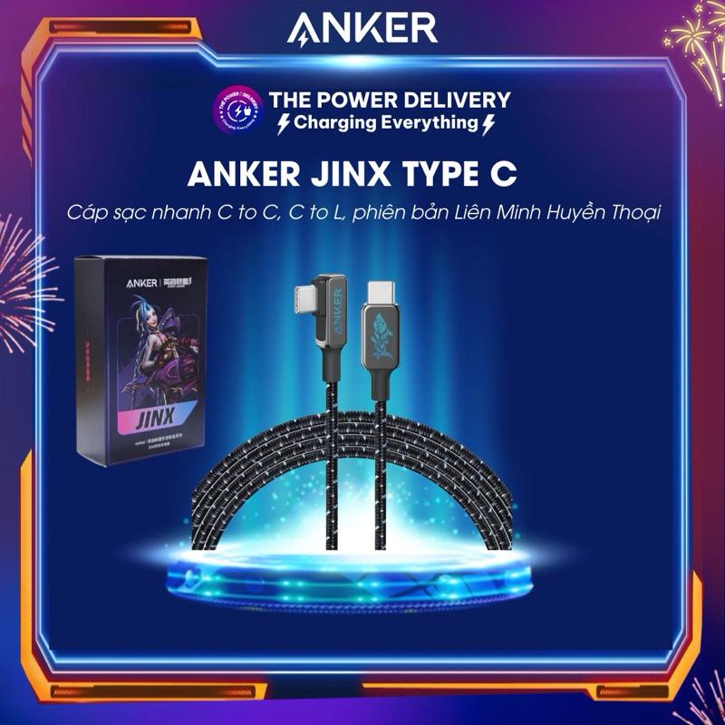 Cáp sạc nhanh Anker A9543 C to C, A9544 C to L, phiên bản JINX Liên Minh Huyền Thoại - Bảo hành 12 tháng