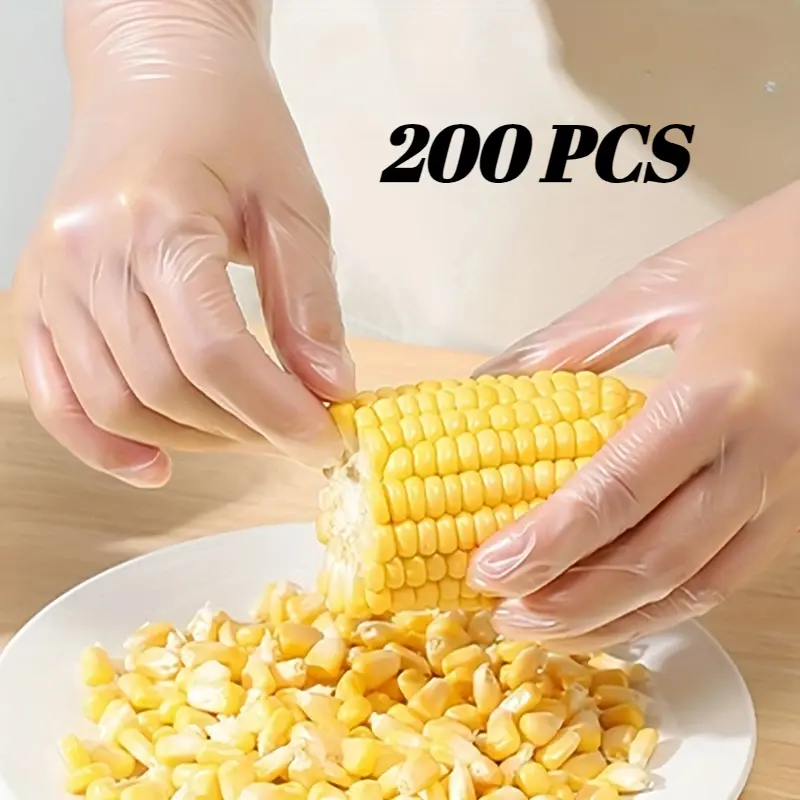 100/200/300 Easy-to-use Disposable Gloves - Disposable Food Preparation Gloves, Transparent, Suitable for Food Service, Cleaning, Food Processing, 5