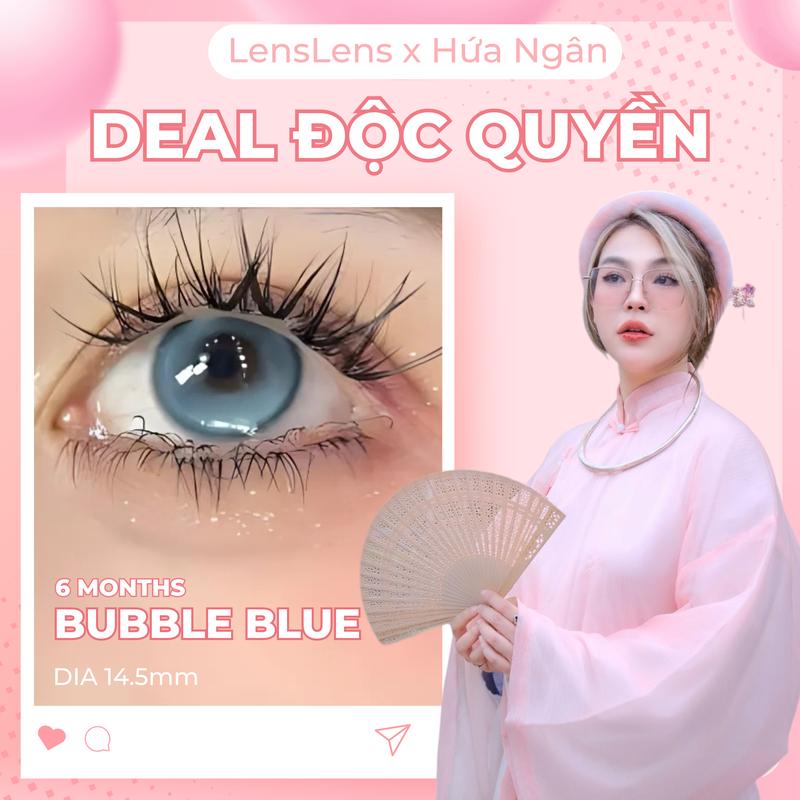 [HỨA NGÂN x LENSLENS] Lens Mắt Kính Áp Tròng Xanh Dương Viền Bong Bóng Bubble Blue 14.2