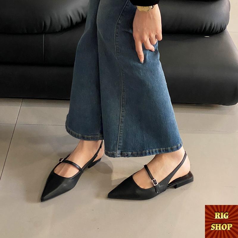 B9 - GIÀY SANDAL MŨI NHỌN ĐẾ BỆT PHỐI QUAI NGANG SIÊU SANG DéP Nữ Shoes Jean