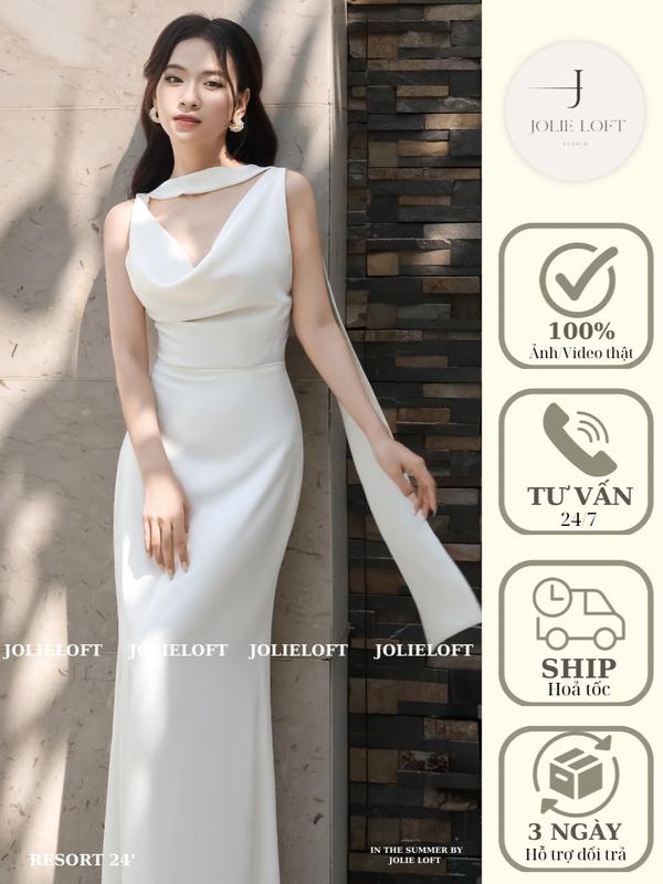 Váy nữ dự tiệc du lịch thiết kế Silk Dress JOLIE LOFT, đầm dáng dài thanh lịch đi chơi đi tiệc