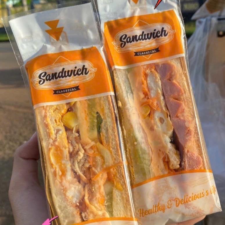 100 Túi tam giác đựng bánh sandwich size 7.5 màu cam xinh xắn