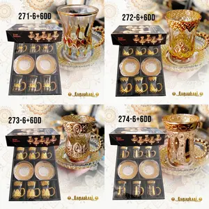 Gelas Sahi Tatakan Set Gold Queen