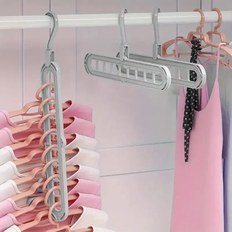 9 Holes Foldable Hanger, 6 Counts Space Saving Clothes Hanger, Clothes Organizer for Home Bedroom Wardrobe Dormitory, Hanging, Closet Organizer 7