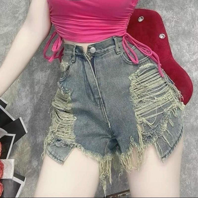 Quần đùi jean LỘ TÚI VẢI JEAN rách cào_Q 92_chân ngắn BTQ3