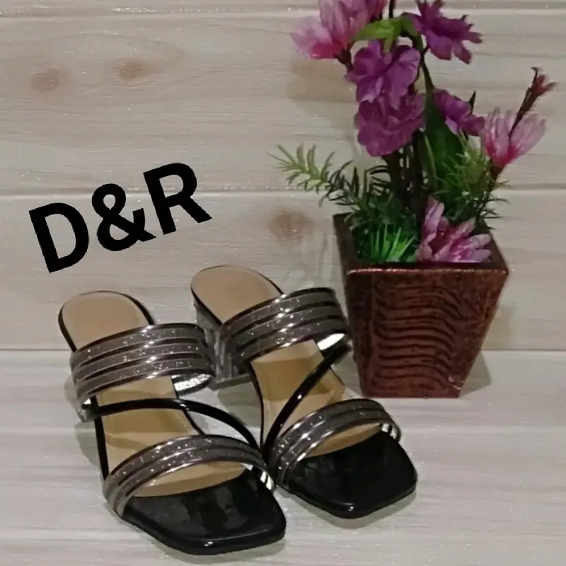 D&R_007 SENDAL HAK KACA GLLITER Z WANITA TERMURAH HAK KACA 5CM SENDAL WANITA KEKINIAN TERMURAH Hak Setengah (3-5 cm) Jelly 3