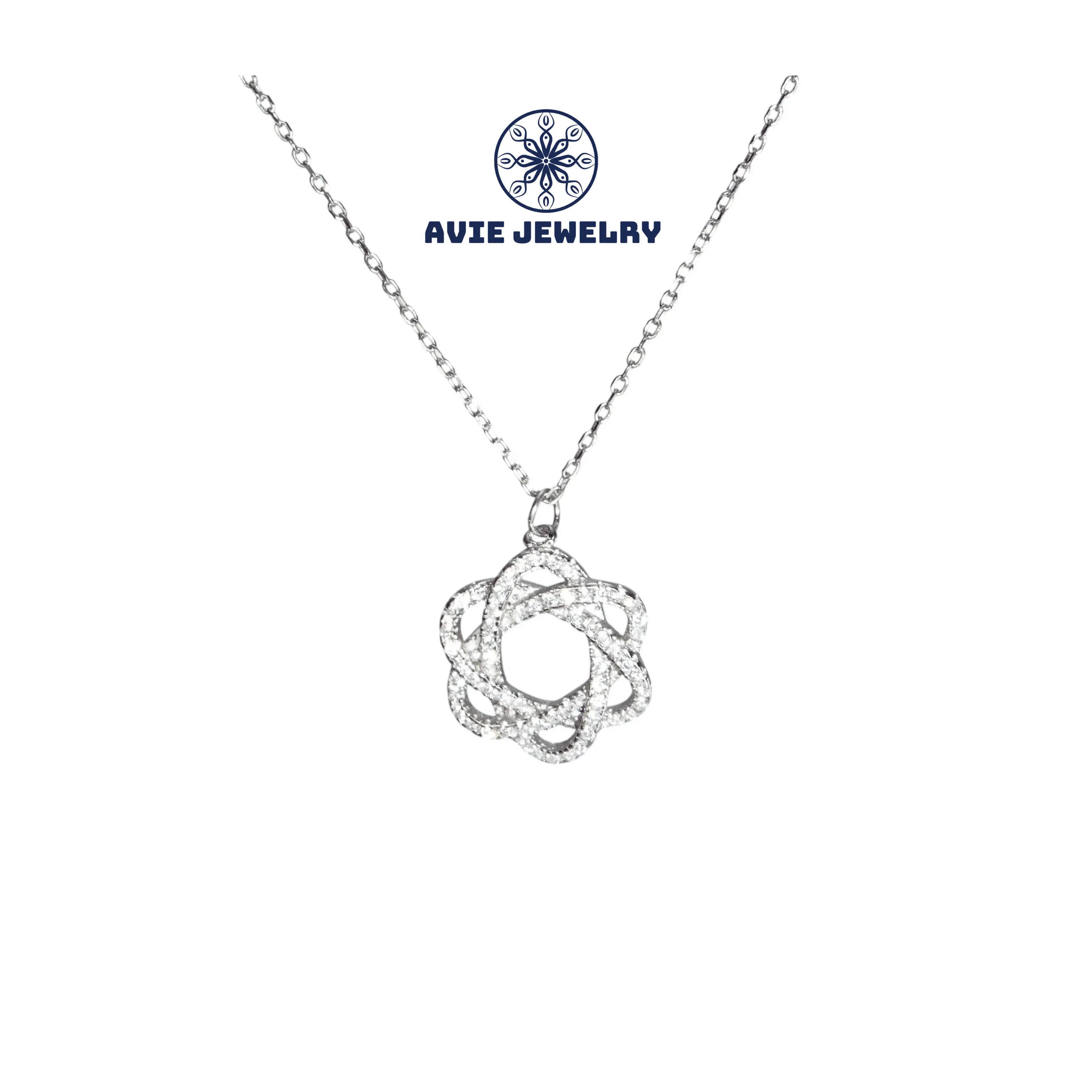 Dây chuyền nữ bạc 925 AVIE Ngôi sao Bện Vòng xoáy vô cực Tinh tế Sang trọng AVIE JEWELRY DCAVIE0150