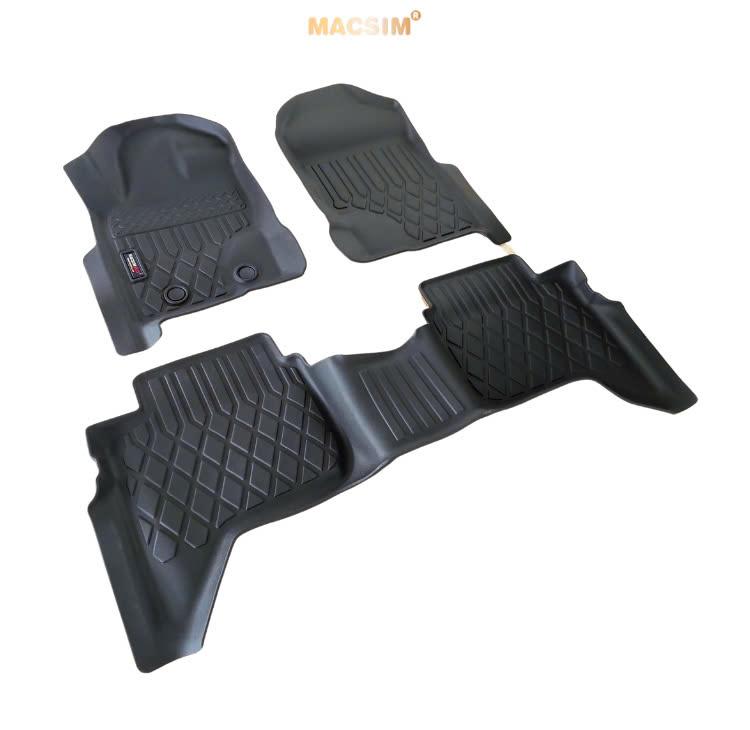 Thảm lót sàn xe ô tô sd Ford Ranger/ Ford Raptor 2012-2021 Nhãn hiệu Macsim chất liệu nhựa TPE cao cấp màu đen