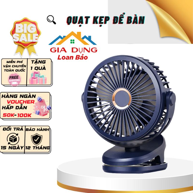 Top 1 Sale Quạt Kẹp Mini Để Bàn Tích Điện 10 000mah Pin Siêu Trâu Sử Dụng 6-8 Tiếng Xoay 720 Độ Tặng Kèm Dây Sạc Usb
