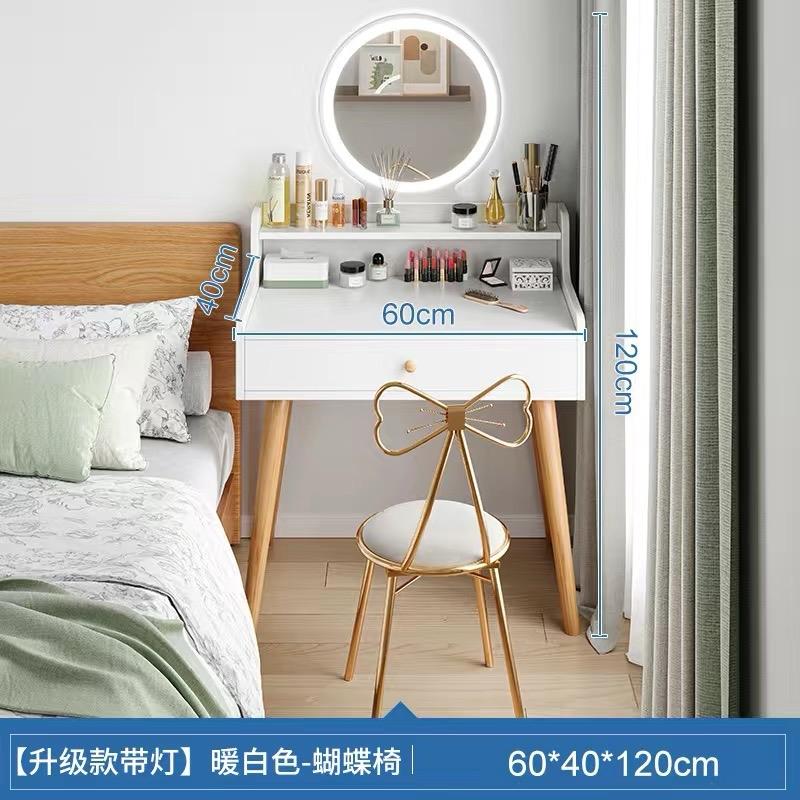 Bàn trang điểm mini gương lED tặng kèm ghế nơ