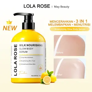 Terbaru LOLA ROSE Lotion Pemutih Pelembap Lemon Brightening Body Lotion 500ml BPOM Kulit Halus Aroma Segar Tahan Lama