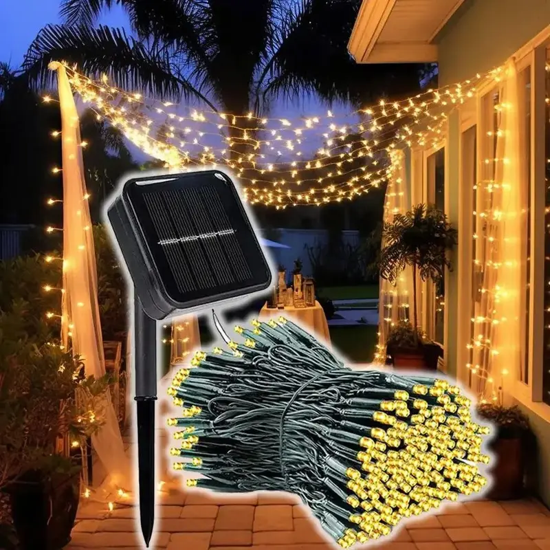 Solar Powered LED DIY Tree Light, 1 Count 12M LED Solar String Light, LED Fairy Lights String, IP65 Waterproof Garden Decorative Light For Courtyard Wedding Party Decoration 0