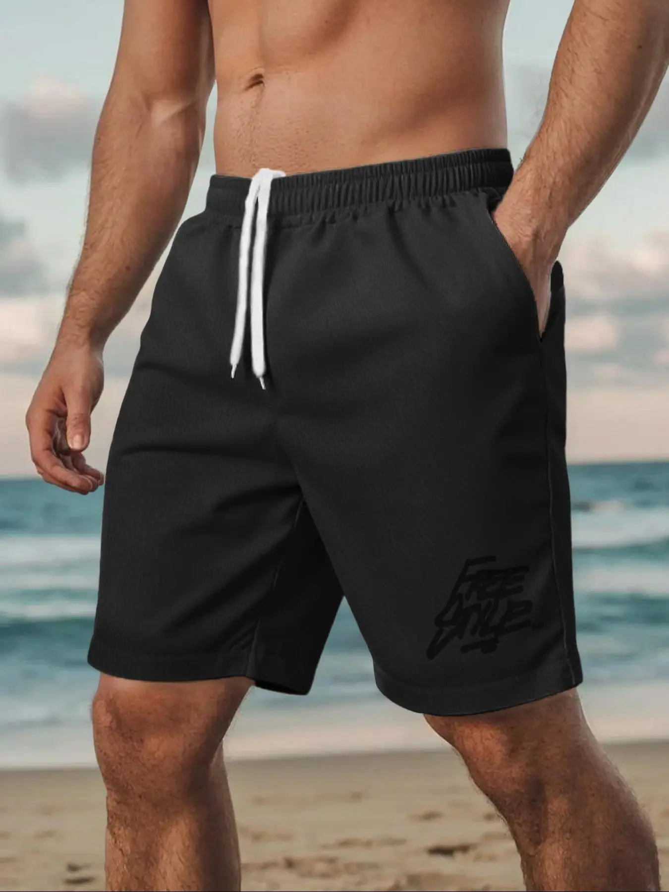 Men's Solid Color Swim Shorts, Regular Fit Casual Comfy Breathable Swim Shorts for Summer, Men's Swimwear Bottoms for Beach Swimming