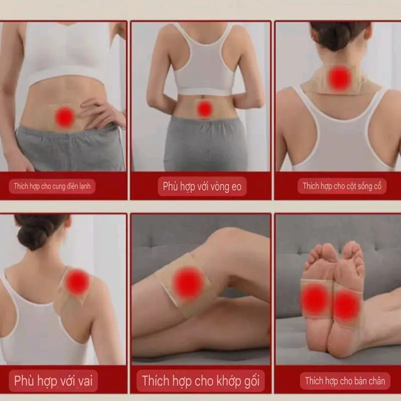 Miếng dán nhiệt ngải cứu, massage, giảm đau, giảm bầm, đau lưng, đau bụng kinh 2