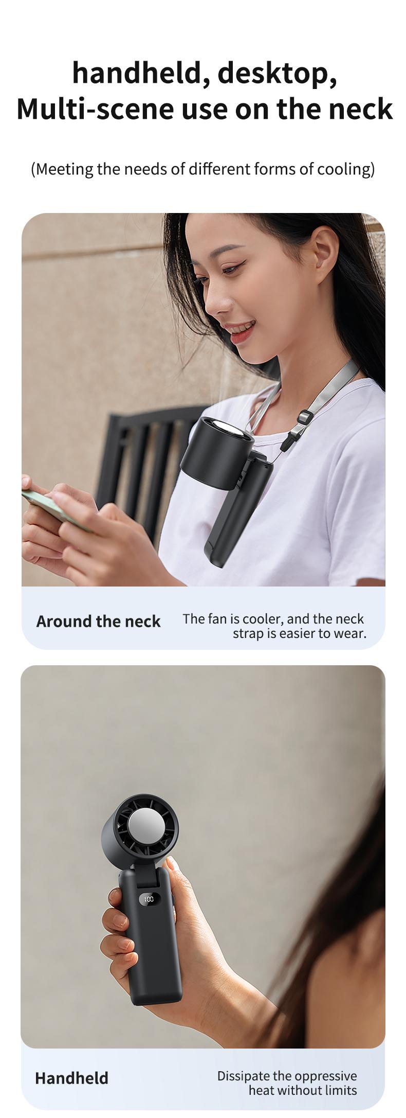 Product Introduction of Handheld small fan High speed powerful semiconductor cold air leafless spray refrigeration Small air conditioner Small mini turbine Portable portable charging Silent electric fan cooling magic weapon fan  portable 18