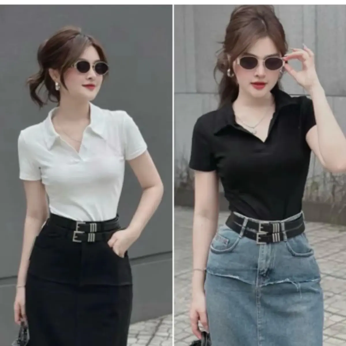 40-100kg Áo POLO vạt bầu BIGSIZE cổ bẻ lịch sự, thoáng mát Nữ Women Top