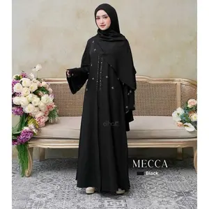 Terbaik  Mecca Abaya Lebaran Terbaru Mewah Elegant Ceruty Babydoll Mix Payet Mutiara S,M,L,XL,XXL, dan XXXL  Terkini