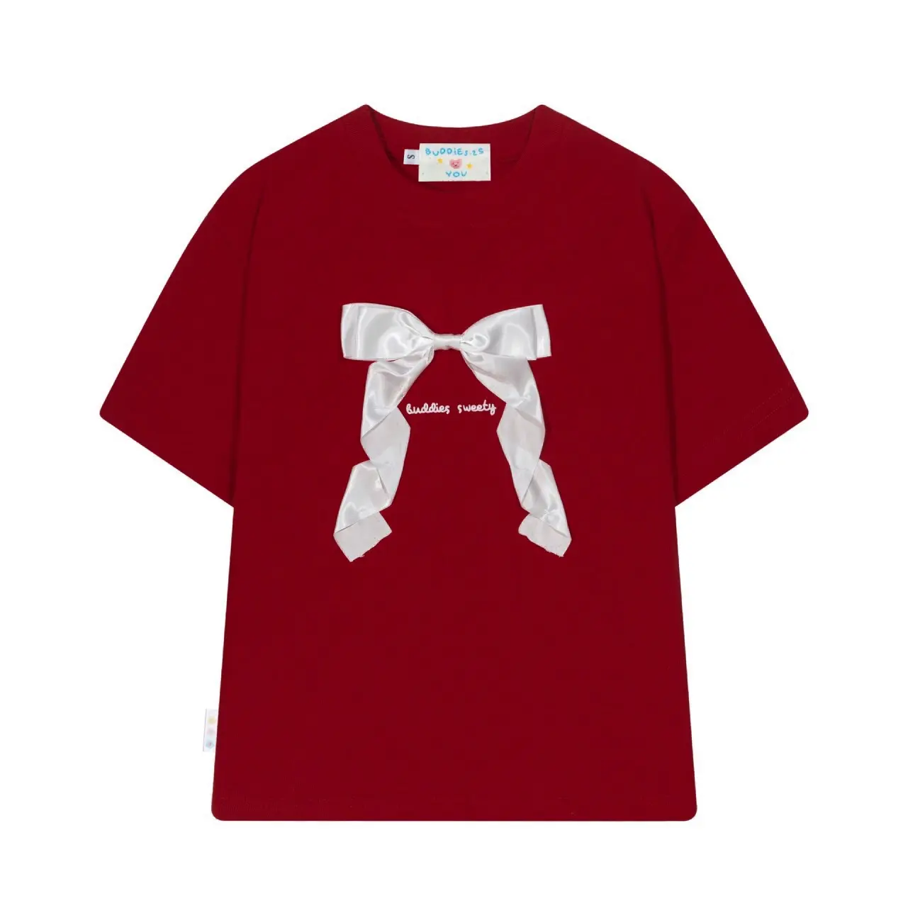 Áo Thun Babytee Nữ Gắn Nơ Trắng Sweety Vải Cotton Cổ Tròn