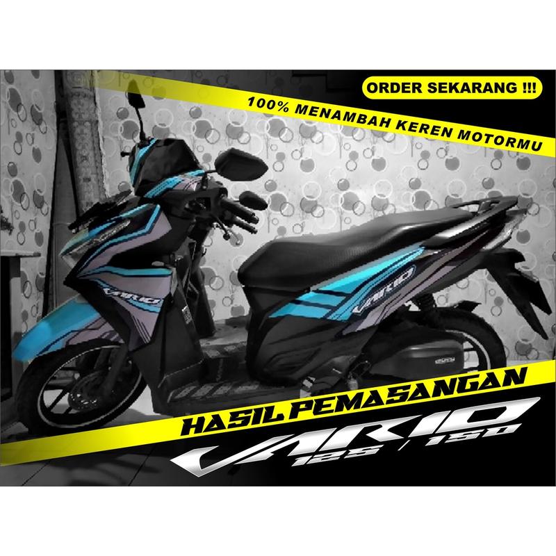 (BISA COD) Decal Sticker Vario led 125 150 full body - Dekal Stiker Striping lis Vario 2015/2016/2017 Desain Techno - Sudah Antigores dan Anti Luntur 3